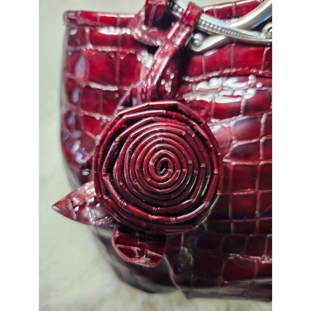 Brighton NWOT Angelina Satchel Burgundy Leather Silver Whimsigoth Heart - Picture 9 of 16